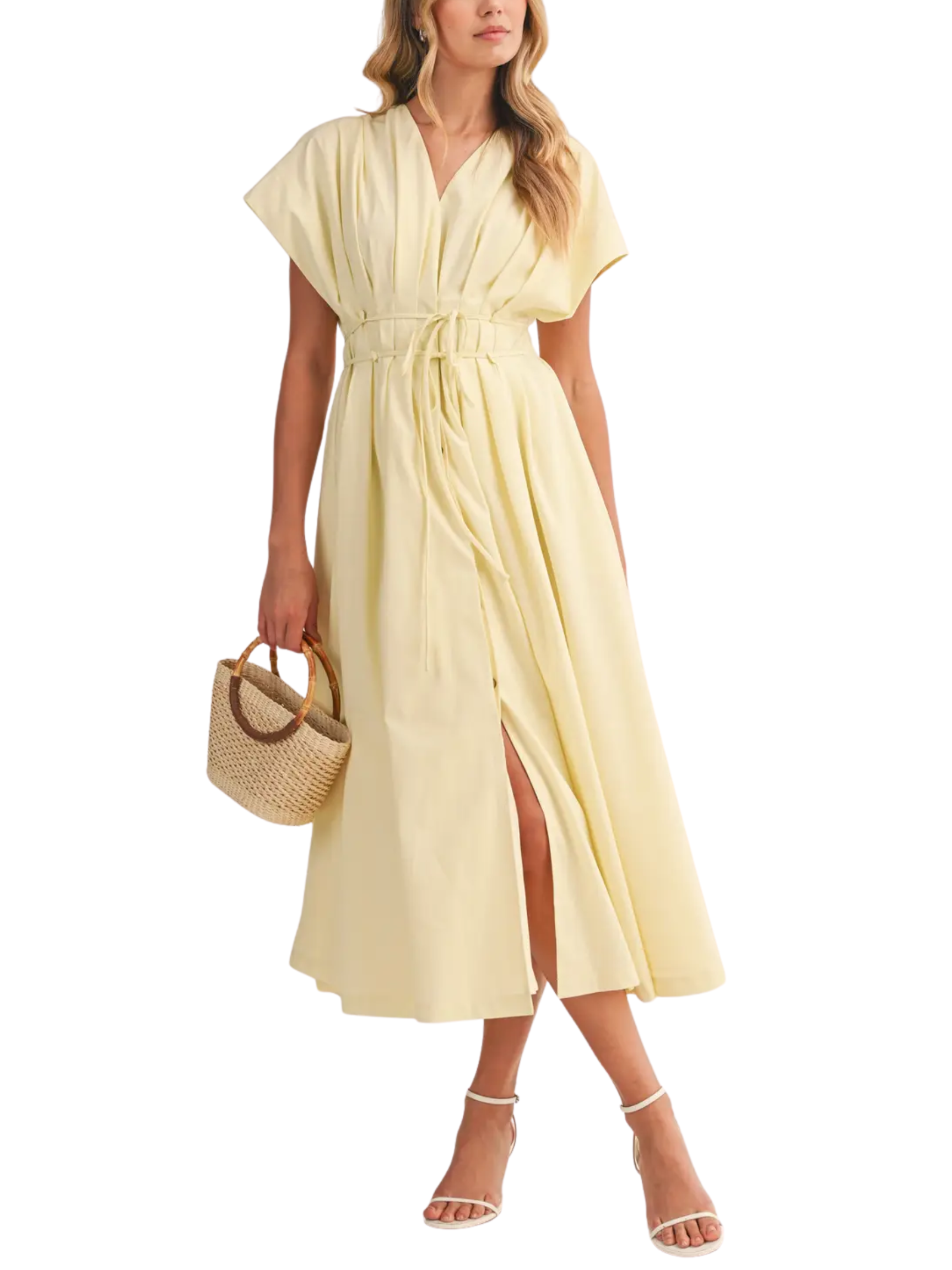 Poplin Pleated Maxi Dress