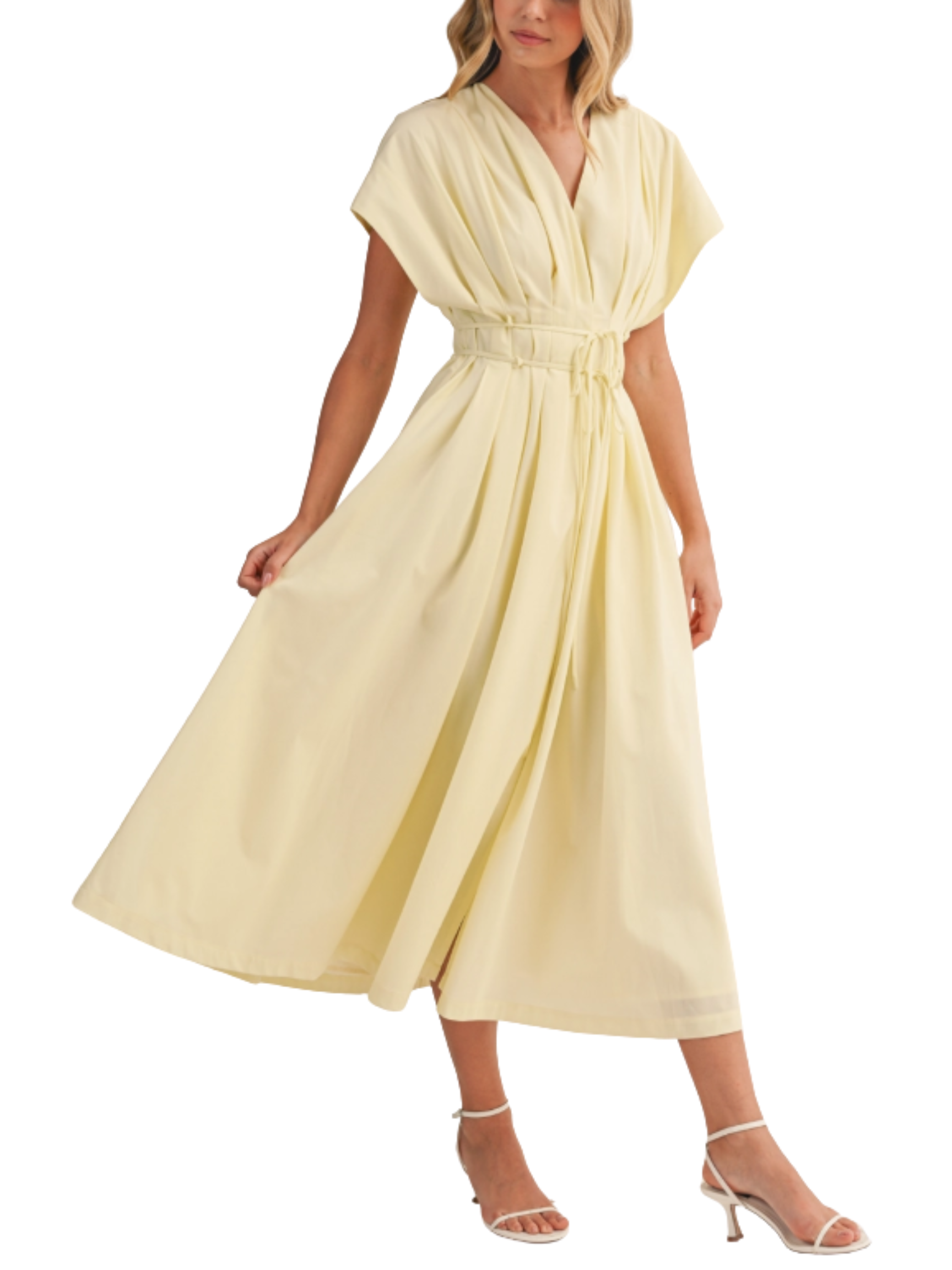 Poplin Pleated Maxi Dress