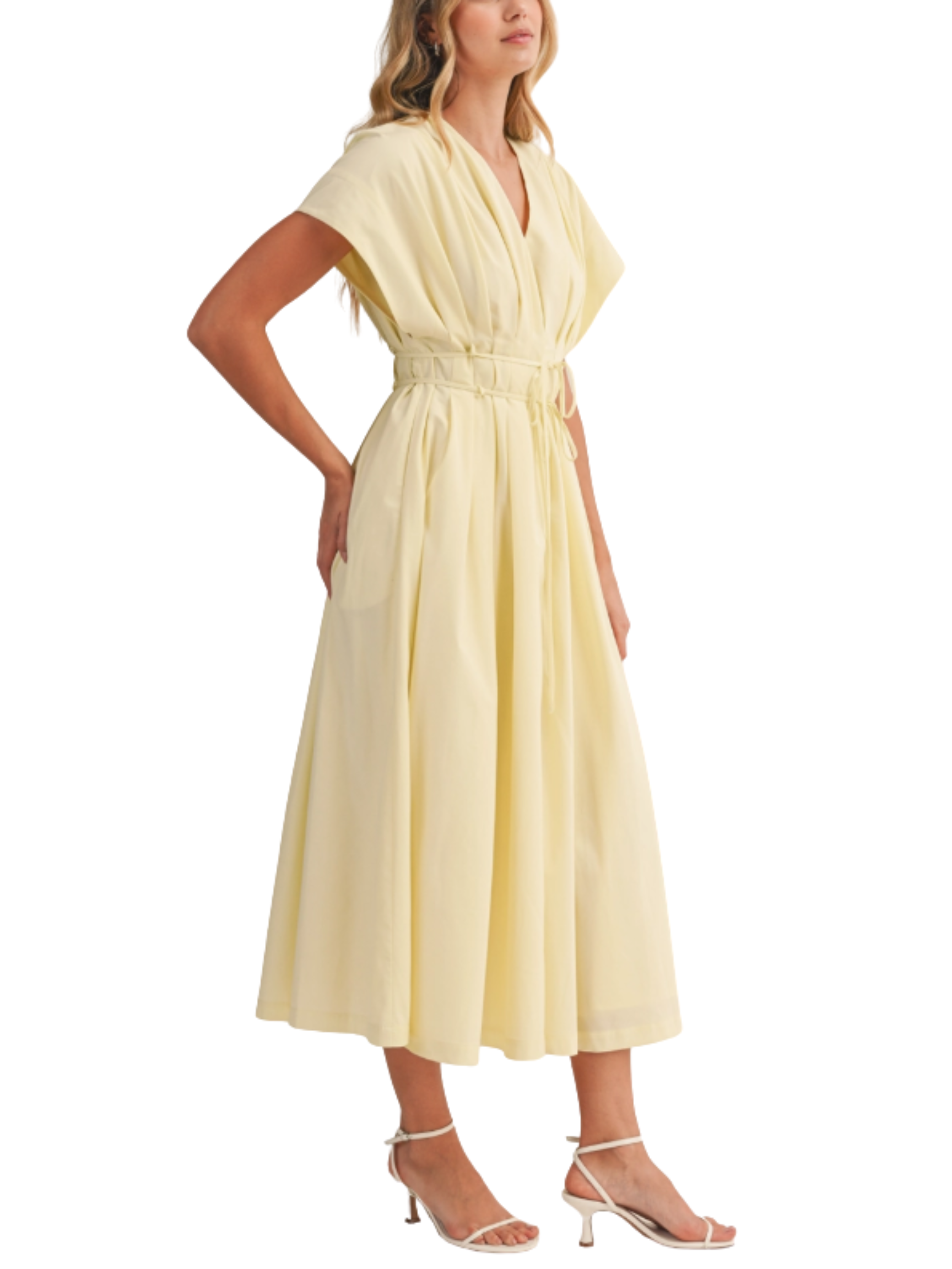 Poplin Pleated Maxi Dress