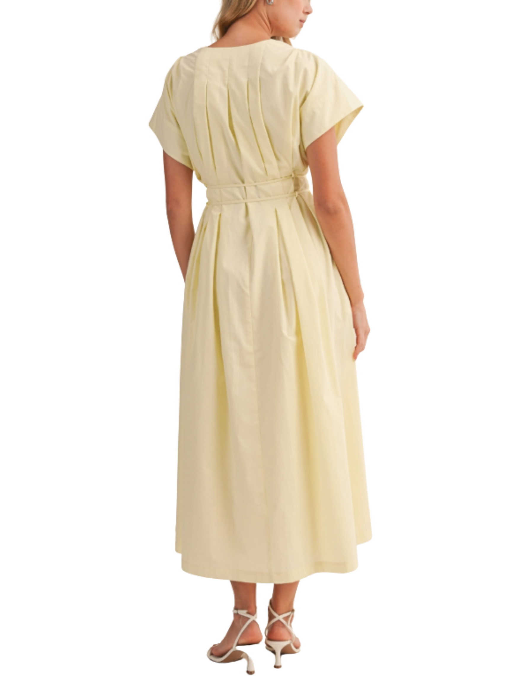 Poplin Pleated Maxi Dress