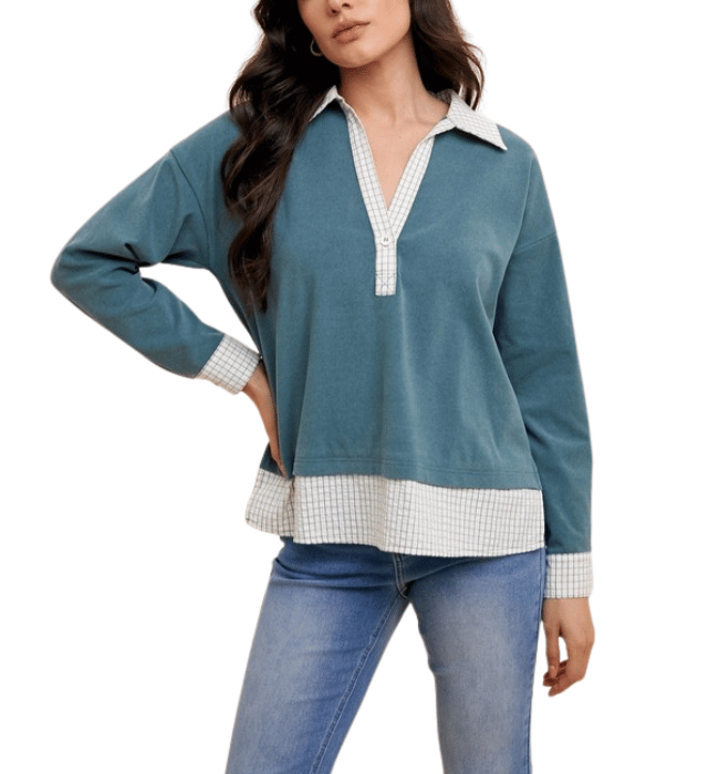 Misty Teal Layered Top