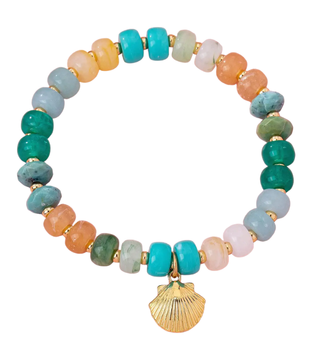 Earth Tone Beaded Shell Bracelet