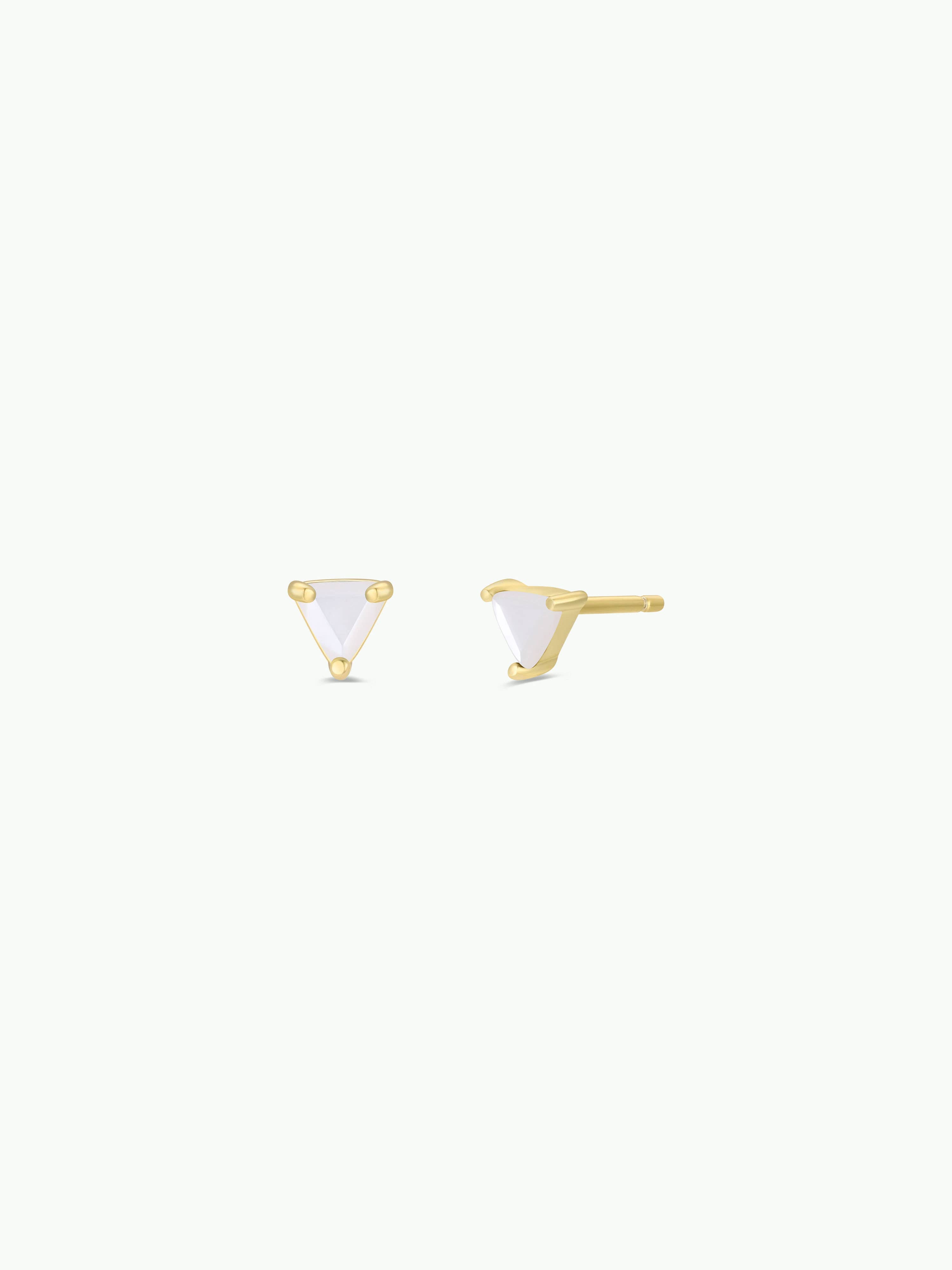 Mini Energy Gem - Mother of Pearl - Gold Earrings
