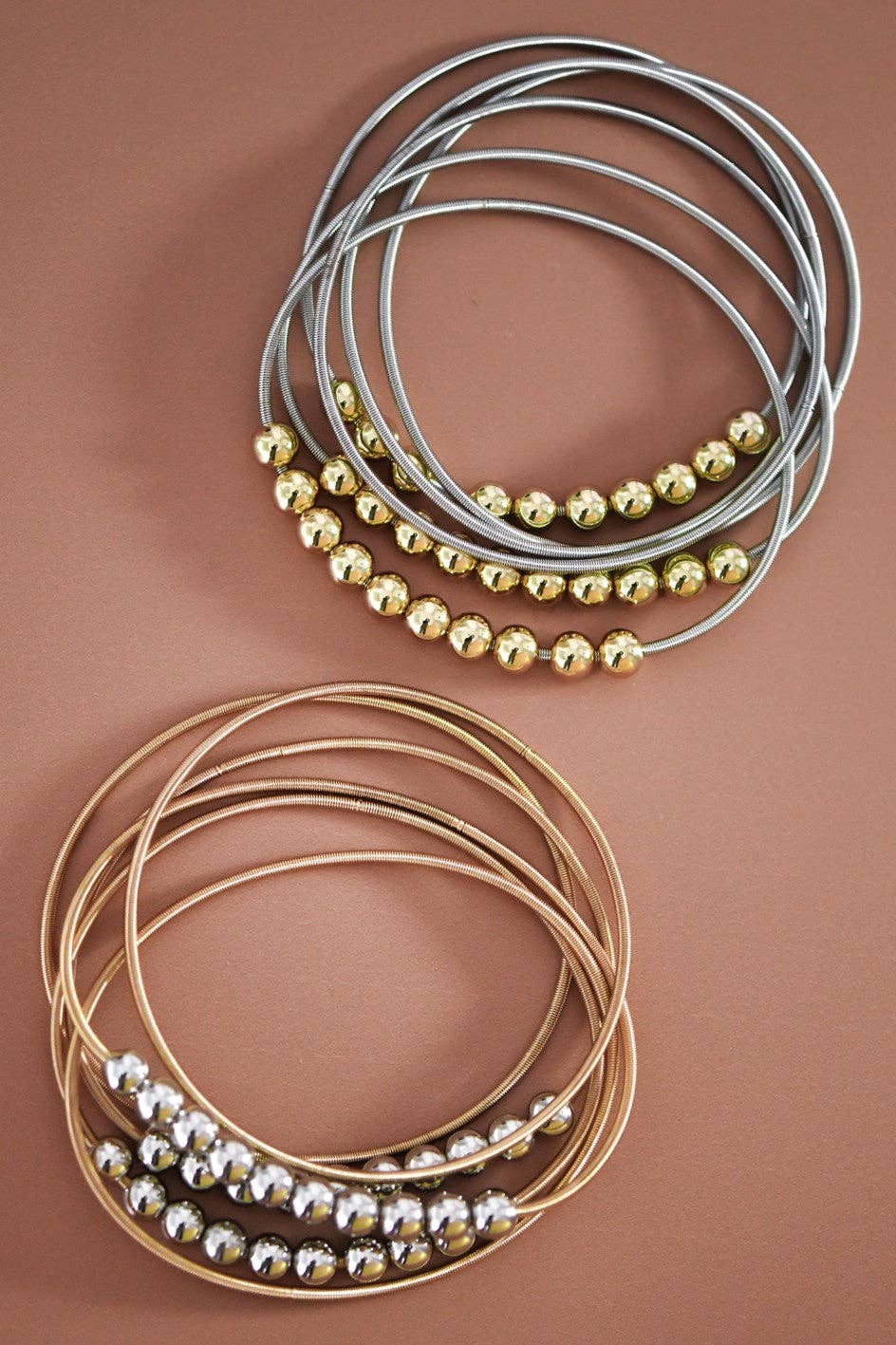 Boho Layered Spring Coil Guitar String Bracelet Set