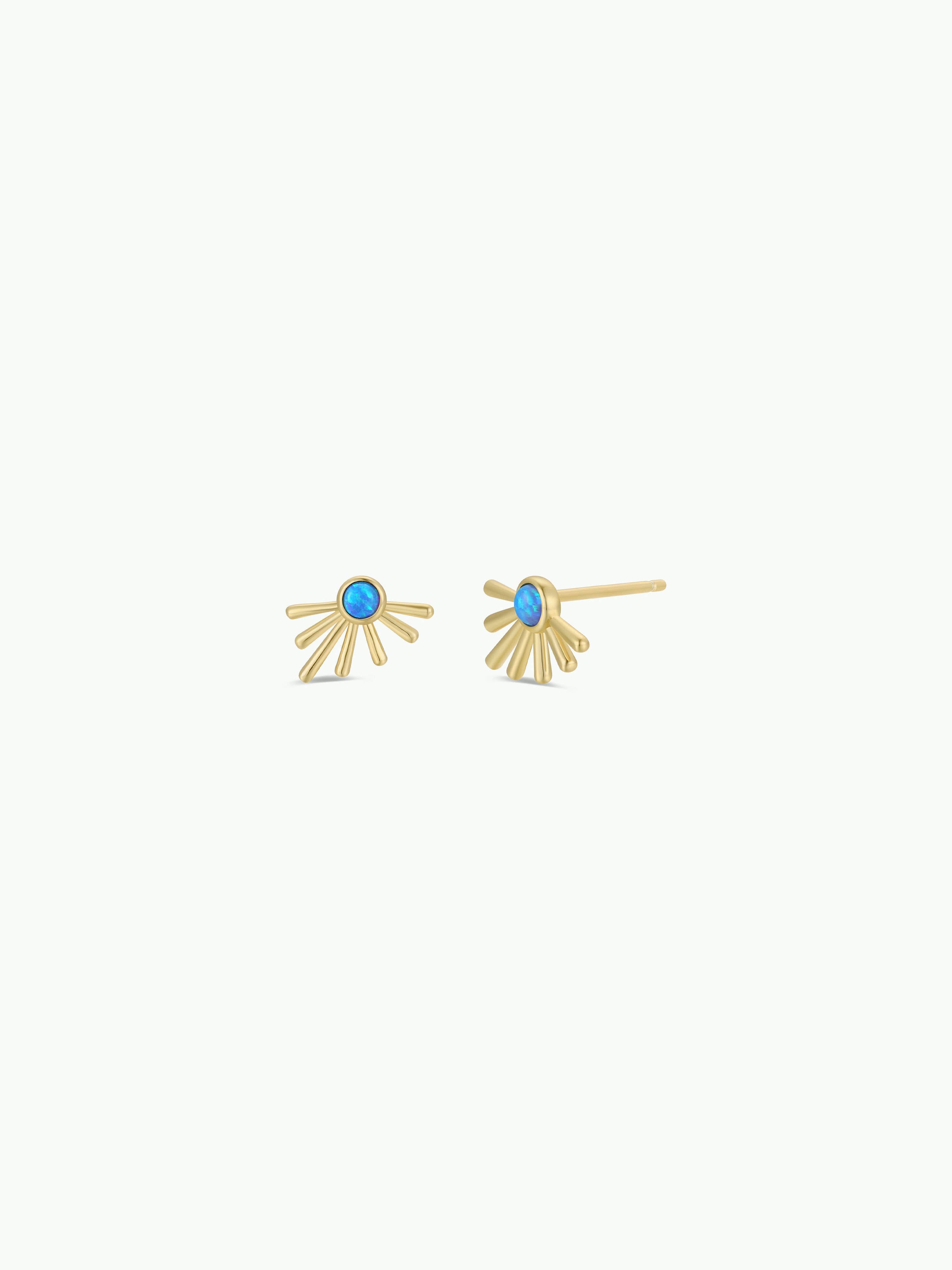 Sun Ray - Fire Opal - Gold Earrings