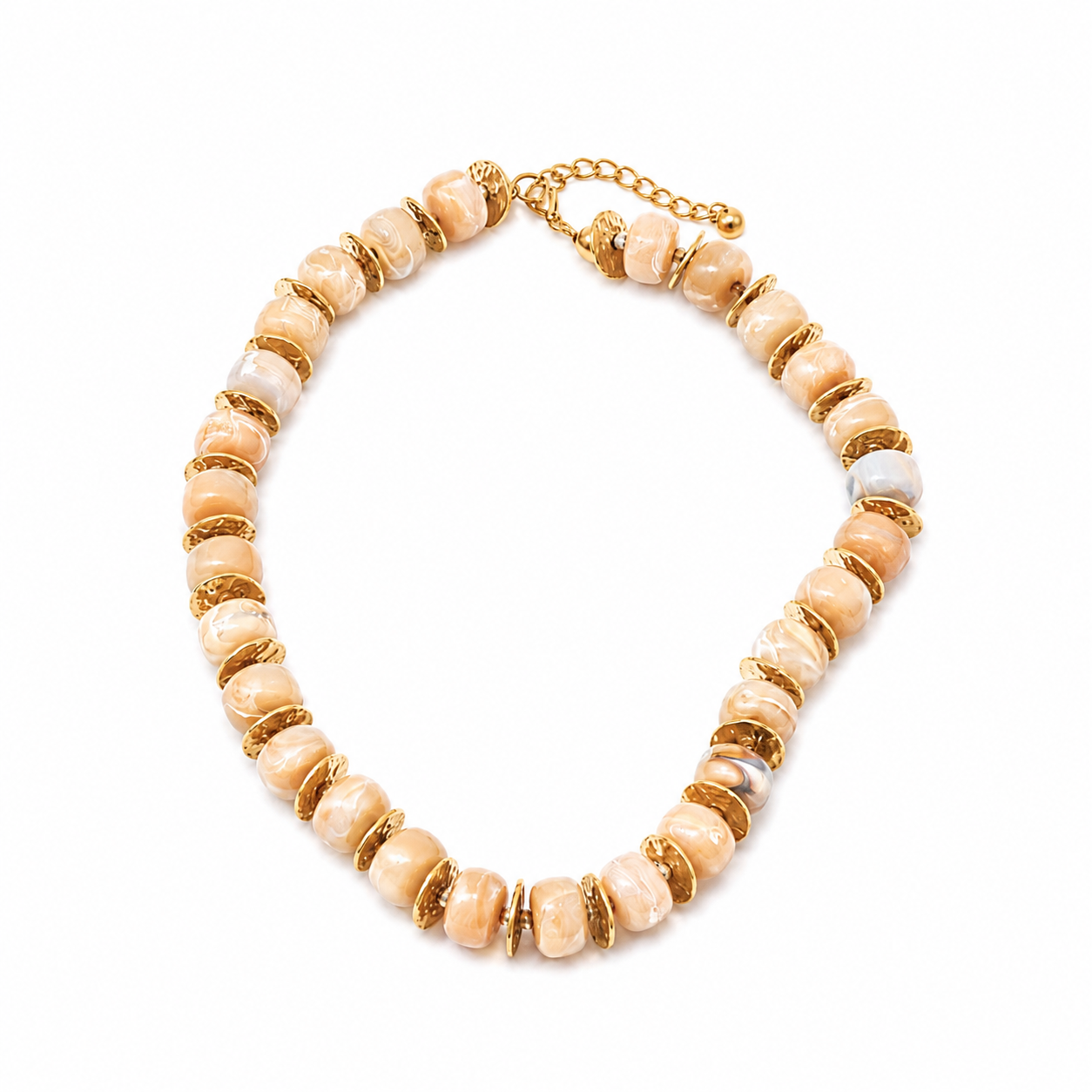 Grove Neutral Beaded Statement Necklace | Gold Plated Stainless Steel