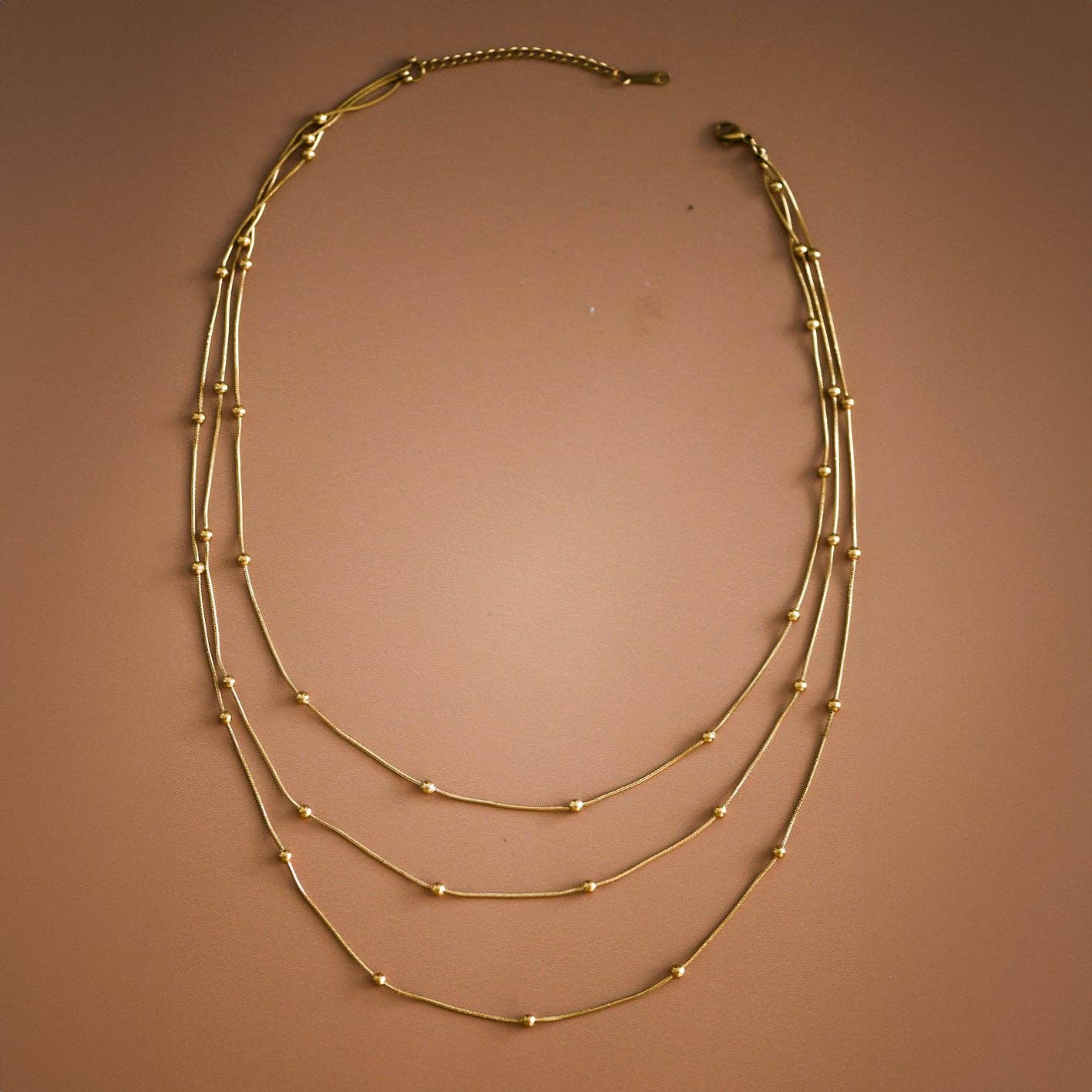 18K Gold Plated Multi Strand Stainless Steel Necklace