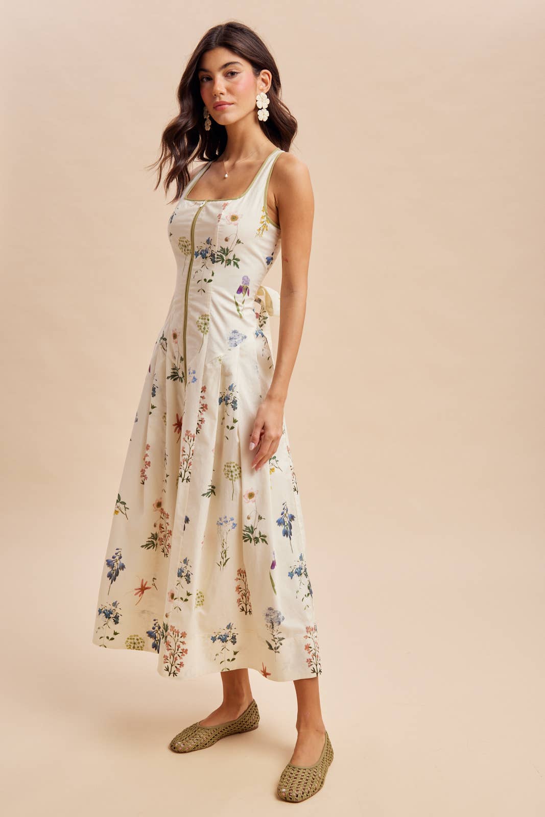 Citrine Zip Front Floral Dress