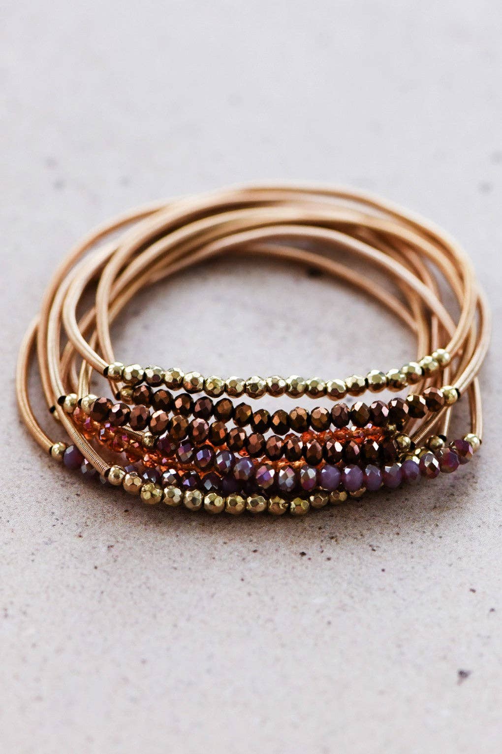 Boho Layered Spring Coil Guitar String Bracelet Set