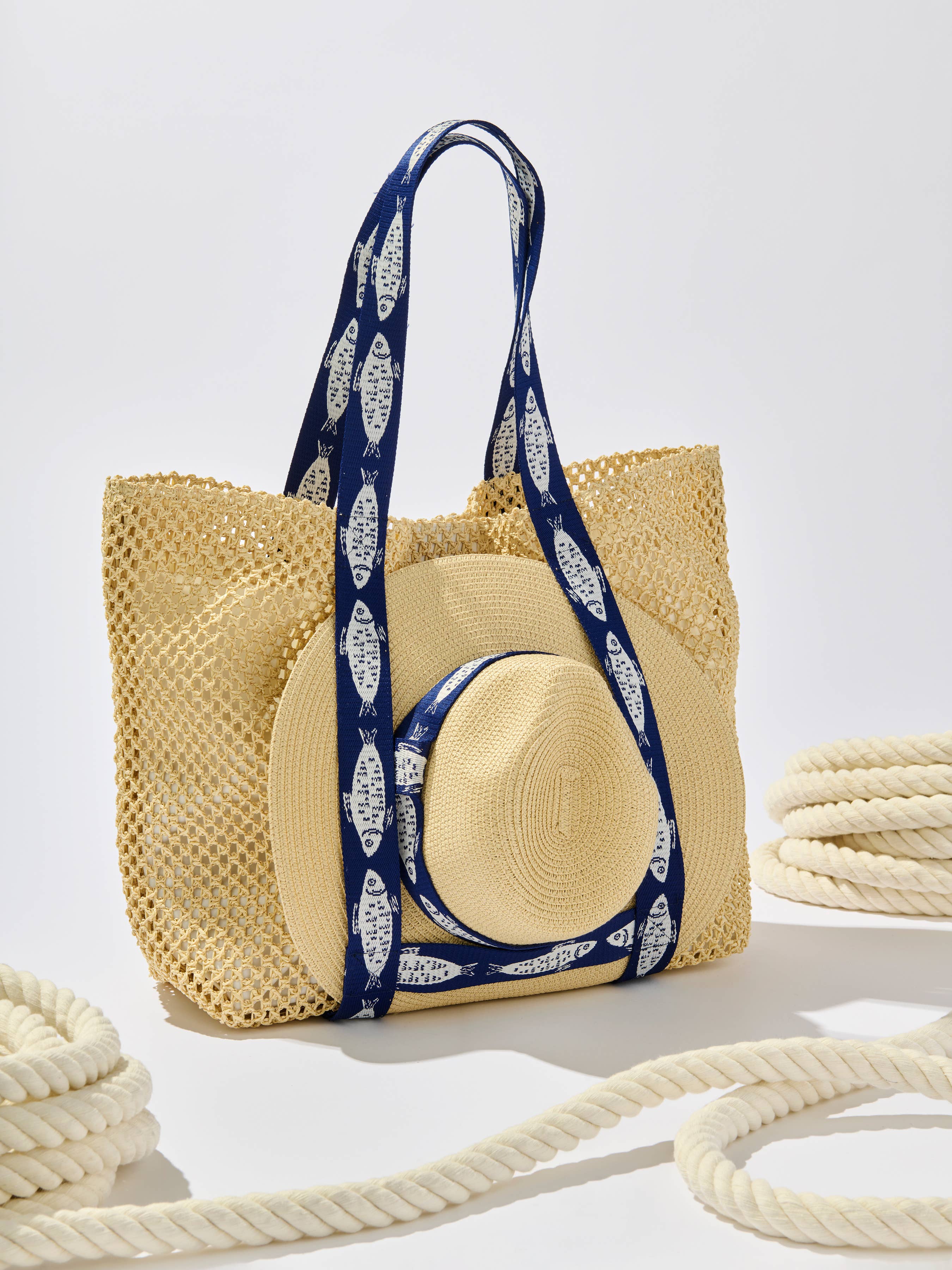 Fisher Hat + Tote Set Navy