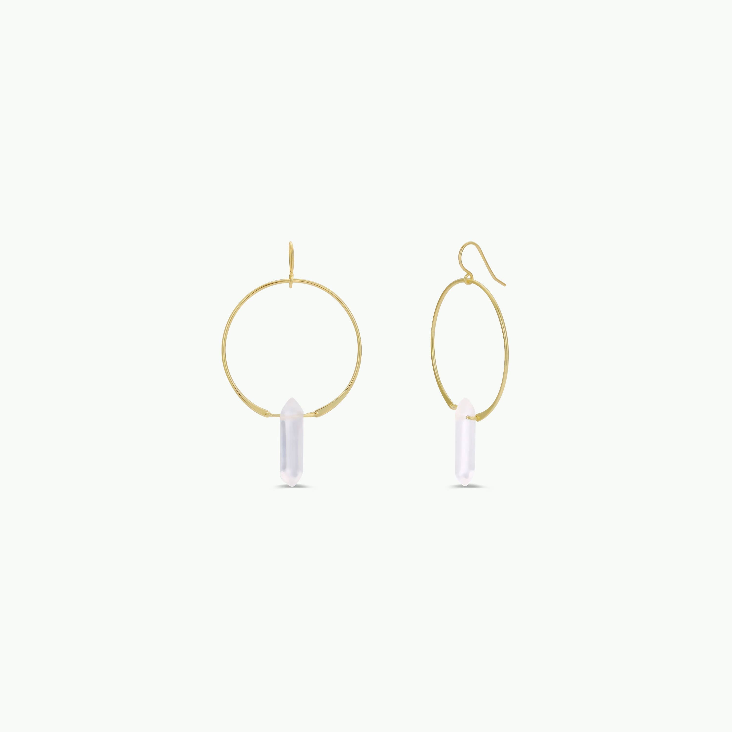 Hoops - Clear Quartz - Gold Earrings