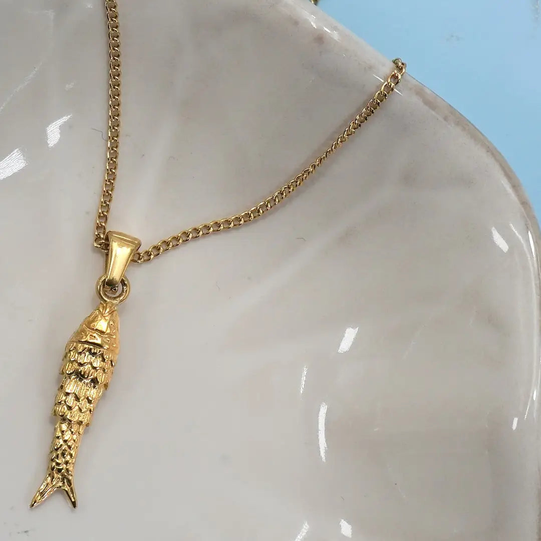 18K Stainless Steel Tarnish Free Fish Necklace