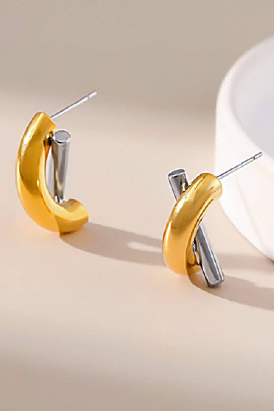 18K Gold PVD Plated Waterproof Stainless Steel Stud Earrings