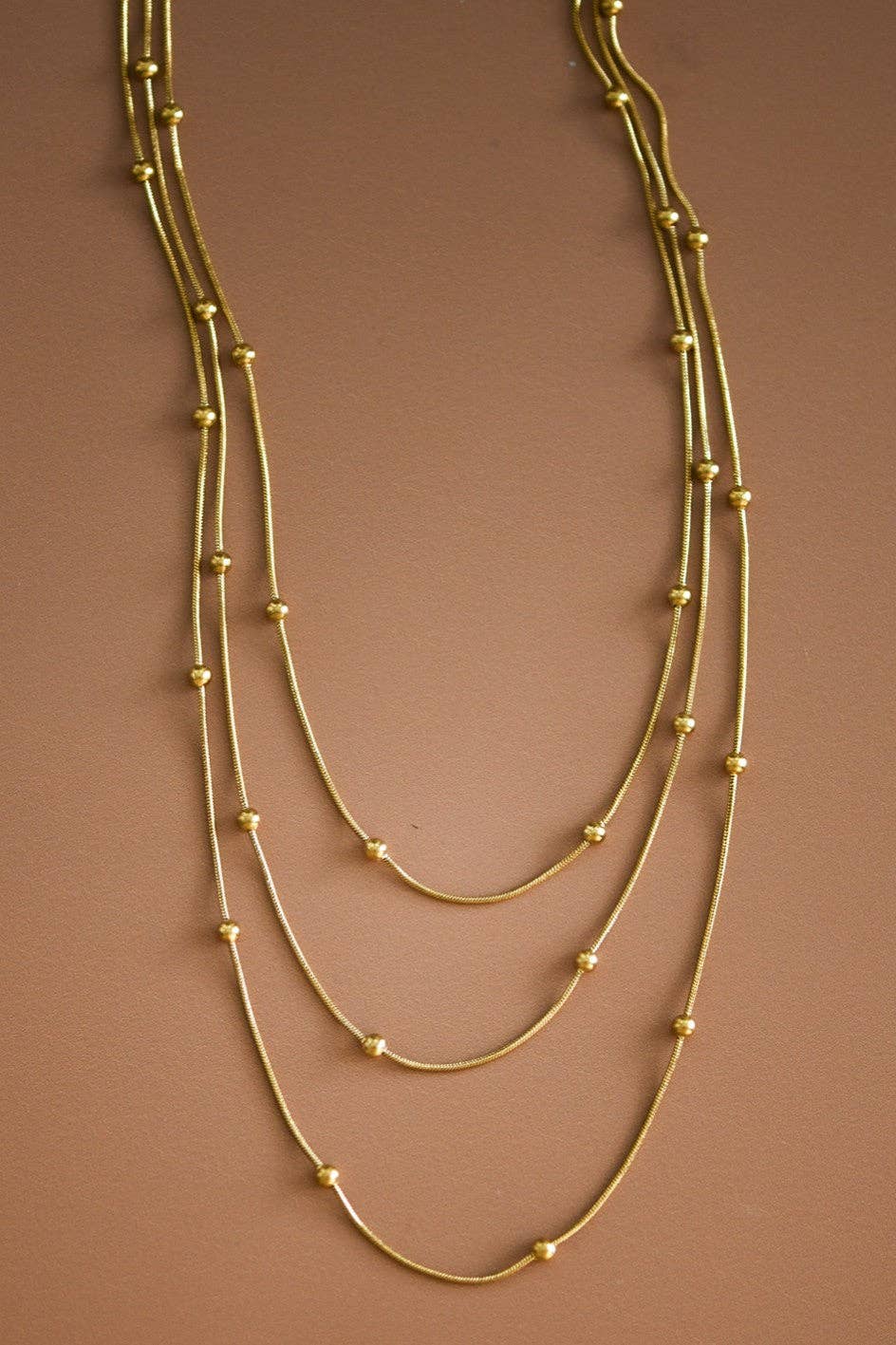 18K Gold Plated Multi Strand Stainless Steel Necklace