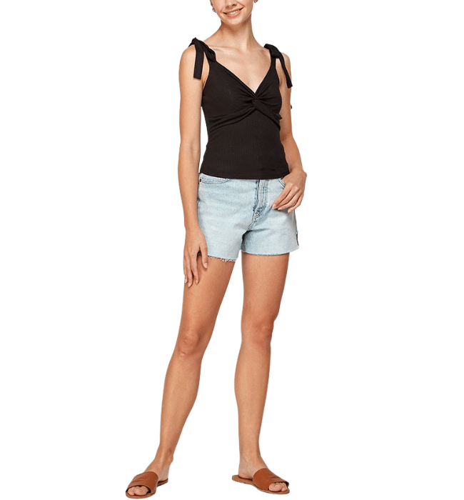 Black Tie Shoulder Tank - Hudson Square Boutique LLC