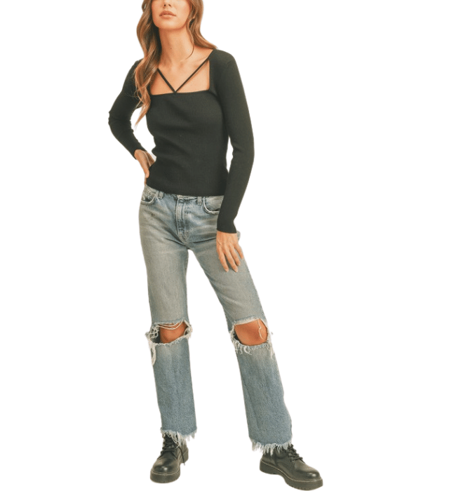 Drew Cut Out Top - Hudson Square Boutique LLC