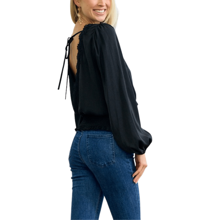 Ramona Lace Trim Top - Hudson Square Boutique LLC