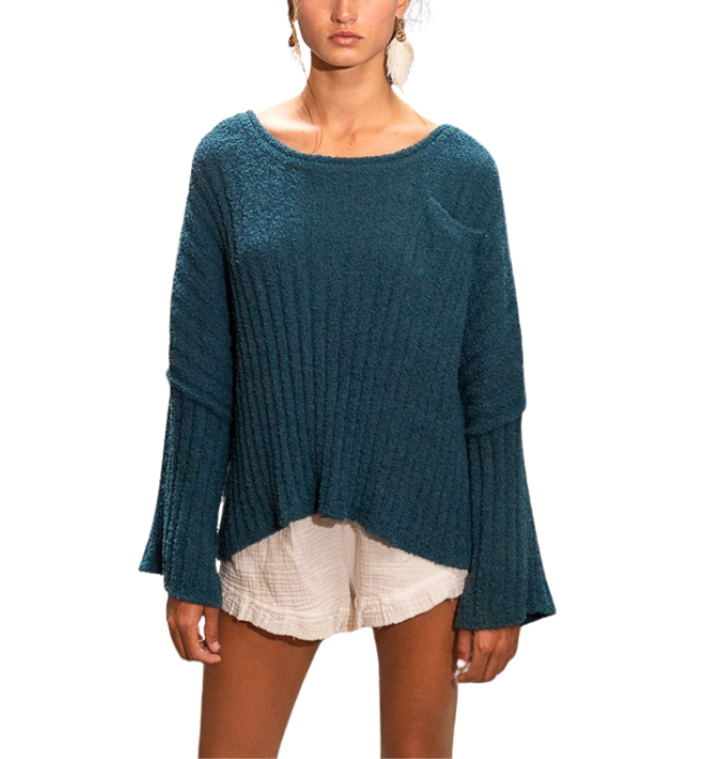 Ezra Teal Sweater - Hudson Square Boutique LLC