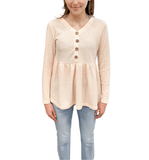 Peach Waffle Peplum Top - Hudson Square Boutique LLC