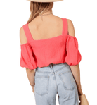 Coral Open Shoulder Top - Hudson Square Boutique LLC