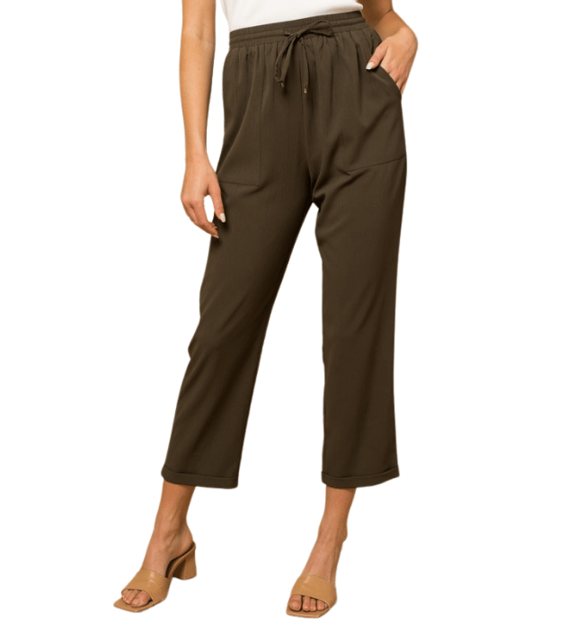 Olivia Olive Pants - Hudson Square Boutique LLC