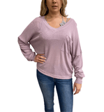 Dusty Lilac V Neck Top - Hudson Square Boutique LLC
