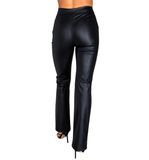 Vegan Leather Flared Pants - Hudson Square Boutique LLC