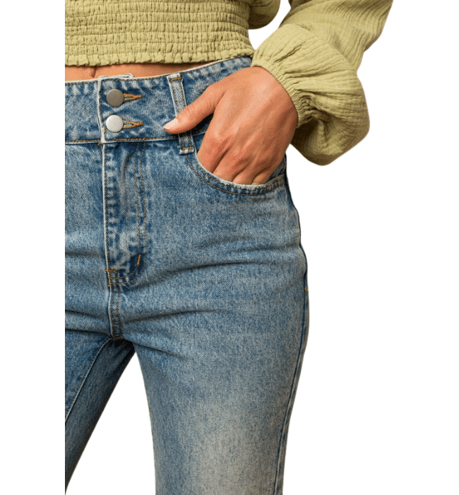 Debbie Double Button Straight Leg Jeans - Hudson Square Boutique LLC