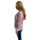 Dusty Lilac V Neck Top - Hudson Square Boutique LLC