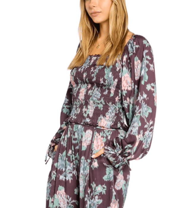 Britney Floral Smocked Top - Hudson Square Boutique LLC
