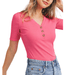 Short Sleeve Henley Top - Hudson Square Boutique LLC