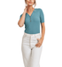 Short Sleeve Henley Top - Hudson Square Boutique LLC