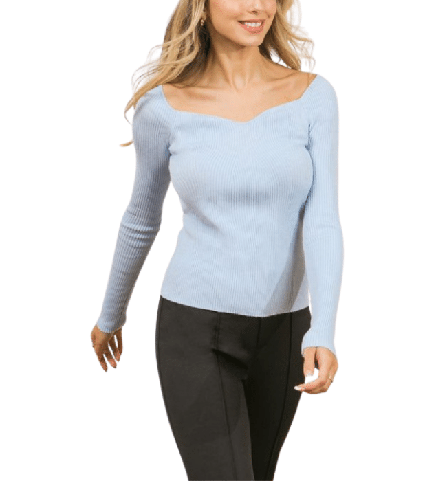 Sweetheart Ribbed Top - Hudson Square Boutique LLC