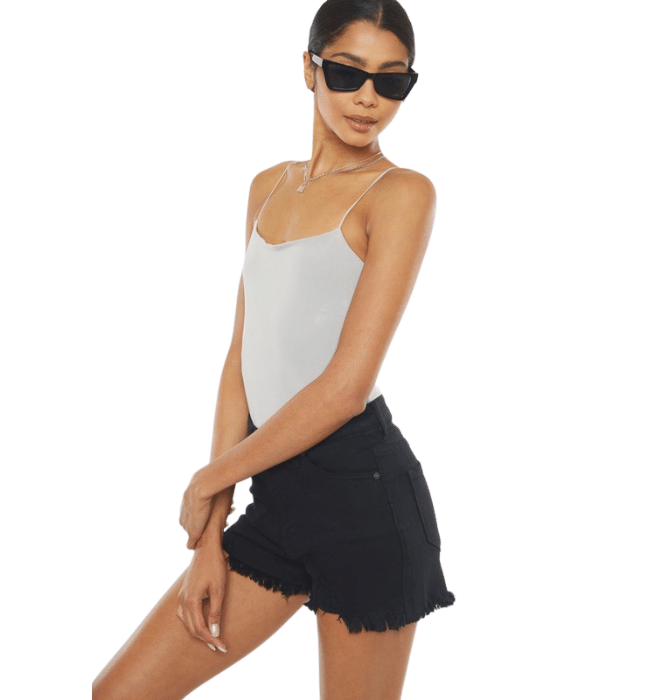 Lorina Black Denim Shorts