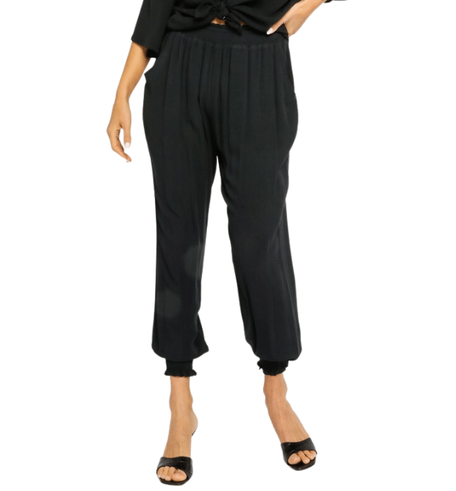 Paige Black Smocked Joggers