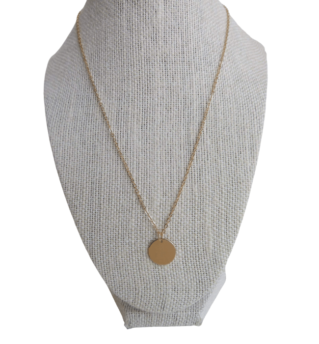 Gold Round Plate Necklace - Hudson Square Boutique LLC