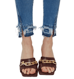High Rise Hem Detail Ankle Skinny - Hudson Square Boutique LLC