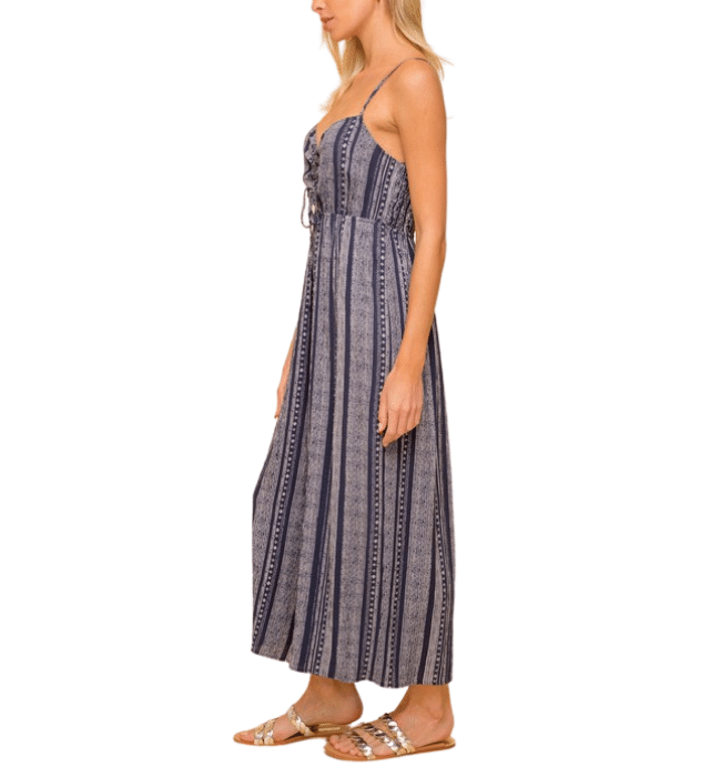 Navy Tribal Keyhole Jumpsuit - Hudson Square Boutique LLC