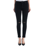 JUST BLACK High Waisted Stretchy Distressed Black Skinny Denim - Hudson Square Boutique LLC