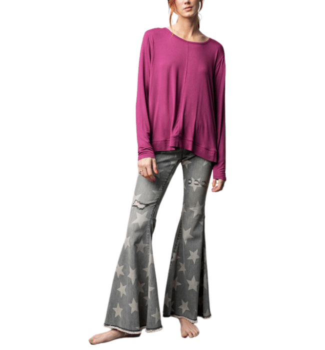Magenta Thumbhole Top - Hudson Square Boutique LLC