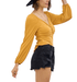 Front Twist Smocked Back Long Sleeve Top - Hudson Square Boutique LLC