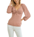 Front Twist Smocked Back Long Sleeve Top - Hudson Square Boutique LLC