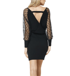 Black Lace Polka Dot Sleeve Dress - Hudson Square Boutique LLC