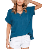 V Neck Gauze Top - Hudson Square Boutique LLC