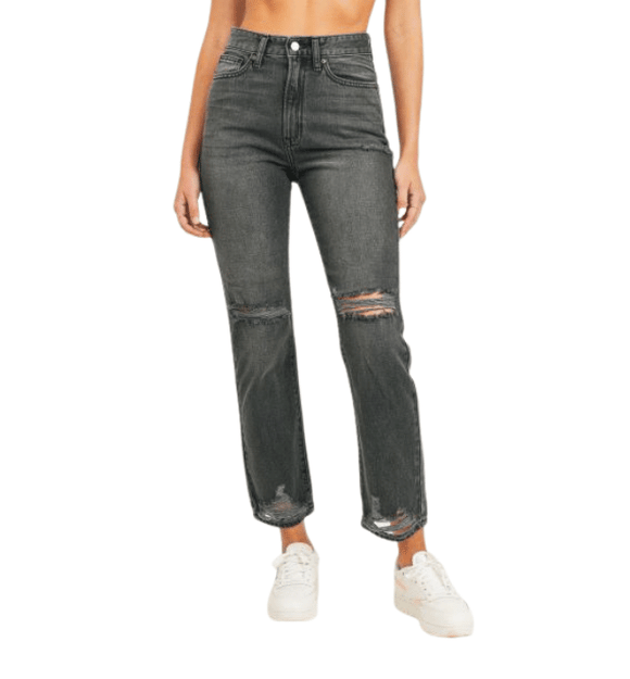 Marion Washed Black Straight Leg Denim - Hudson Square Boutique LLC