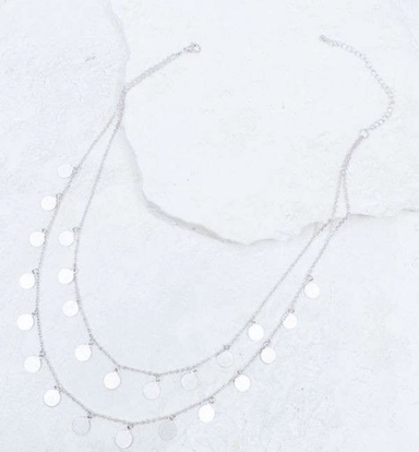 Silver Double Layered Necklace - Hudson Square Boutique LLC