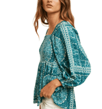 Emerald Paisley Top - Hudson Square Boutique LLC