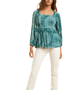 Emerald Paisley Top - Hudson Square Boutique LLC