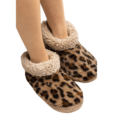 Leopard Plush Slippers - Hudson Square Boutique LLC
