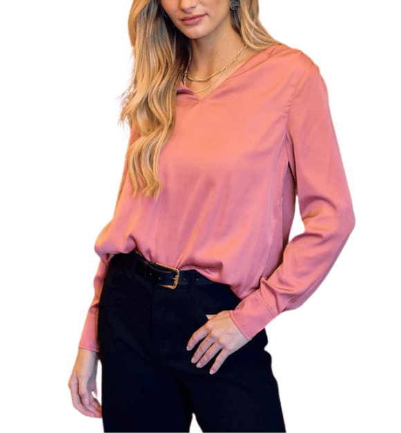 Kass Salmon Blouse - Hudson Square Boutique LLC